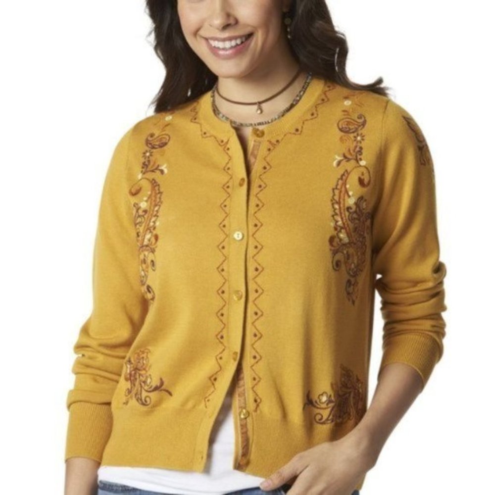 Embroidered Button Down Cardigan (Nwot) - image 1